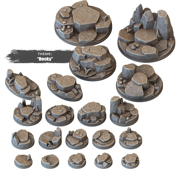 Epic Bases - Rocky - Detailed Miniature Bases for Wargames and Tabletop Games,  Collectors, and Painters