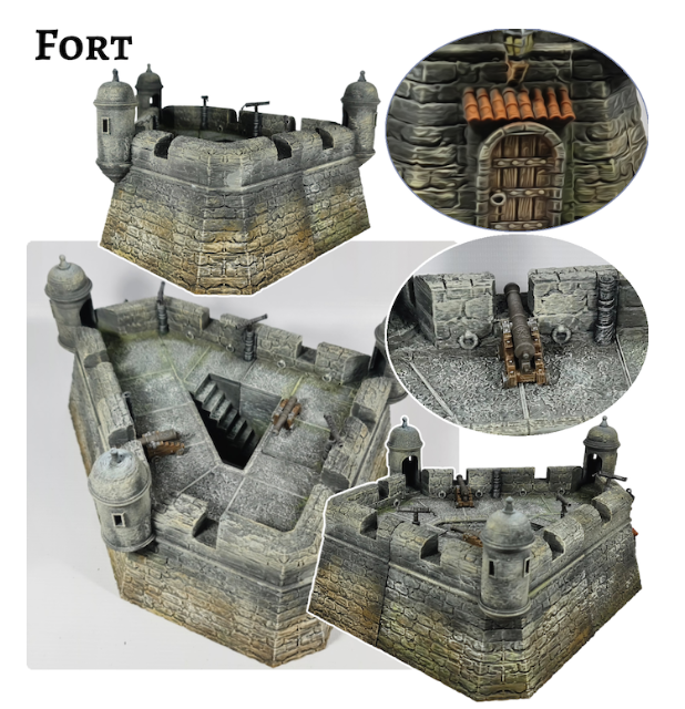 Tabletop Terrain/RPG Terrain- Rum and Razing- The Fort Set
