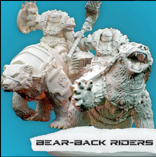 Miniatures - Space Bears - Bear-Back Riders - For Wargames and Tabletop Games,  Collectors, and Painters