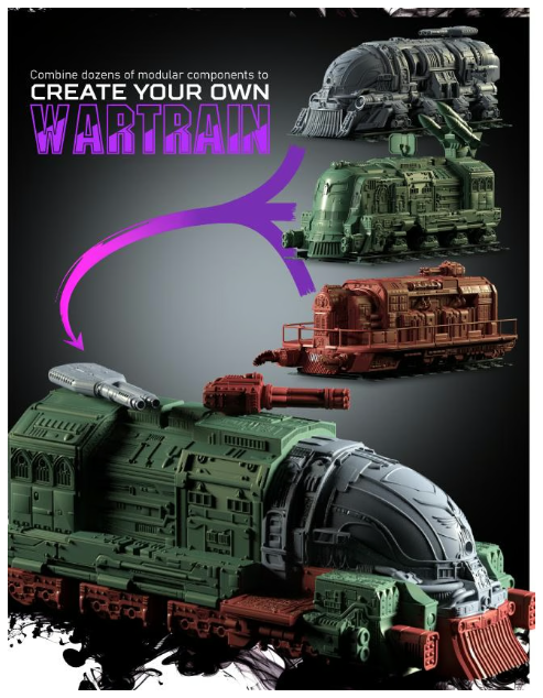 
                  
                    Modular WarTrains - 3D Printed Warhammer Terrain - Customizable Train Scenery for Tabletop Wargames - Compatible with Warhammer 40K, DnD, and More!
                  
                