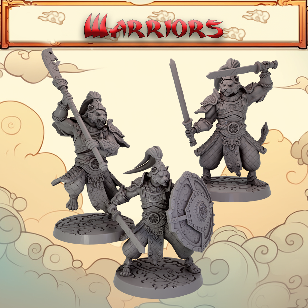 Miniatures - Eternal Fangs - Tigerfolk Warriors - For Wargames and Tabletop Games,  Collectors, and Painters